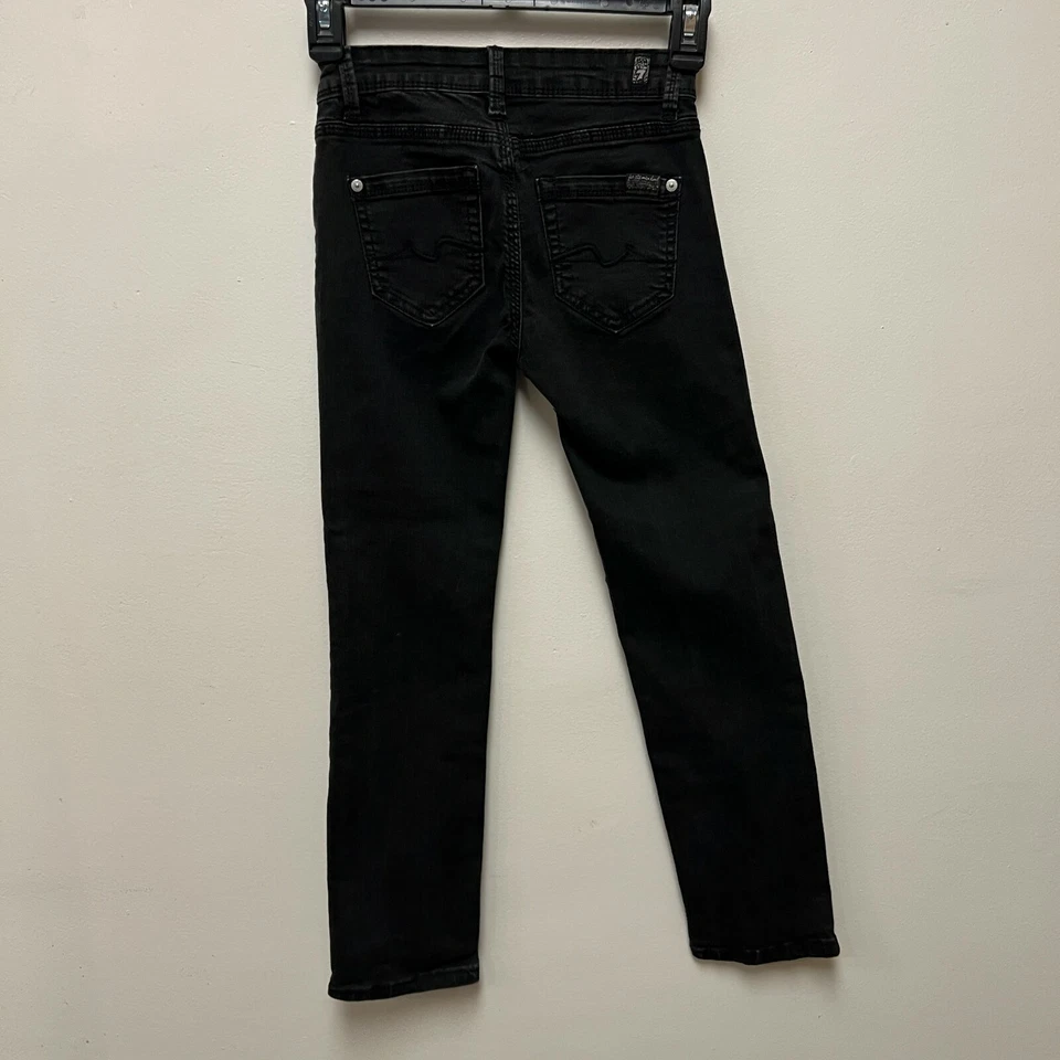 Pantalones de mezclilla ajustados negros 7 For All Mankind para niñas pequeñas talla 8  Foto 3 de 4