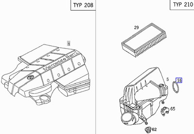 MERCEDES M112 M113 Engine Airbox Seal O-ring Gasket A0289979748