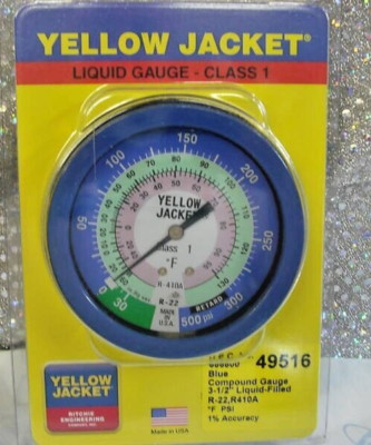 Gauge, LIQUID FILLED, 3-1/8 *R22-R410a RITCHIE 49516  