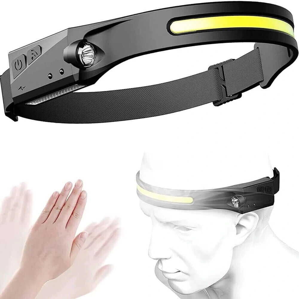 LAMPADA FRONTALE TORCIA LED RICARICABILE LUCE BIANCA EMERGENZA BICI CORSA NOTTE