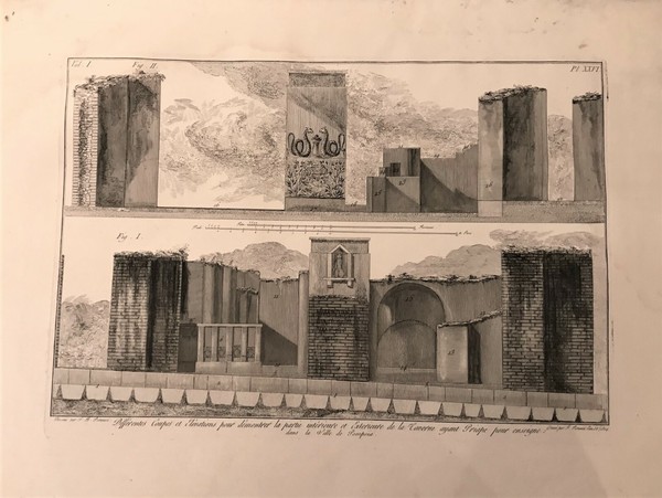 Pompeii.Piranesi Architectural profiles.Tavern with priapic symbols.Paris 1804