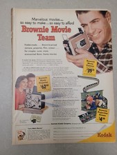 VTG Magazine Ad 1953 Orig KODAK Brownie Movie Team Marvelous Movies Easy To Make
