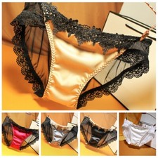 Culottes Femme Dentelle Maille Satin Taille Basse Transparentes Sexy