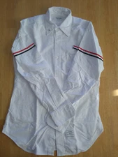 NWOT Thom Browne White Oxford Cloth Button Down Grosgrain Sleeves TB3  15.5-34