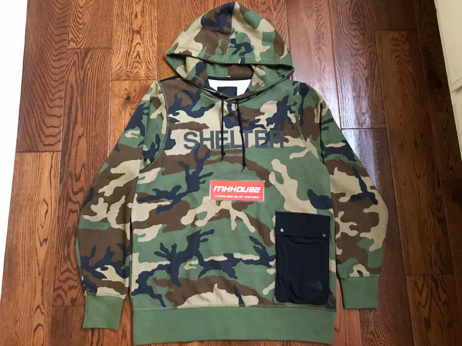 TNF The North Face étiquette noire abri camouflage sweat shirt à capuche taille M L