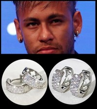 Men’s/Boy’s: Neymar 18K White Gold Plated '27' Cubic Zirconia Huggie Earrings