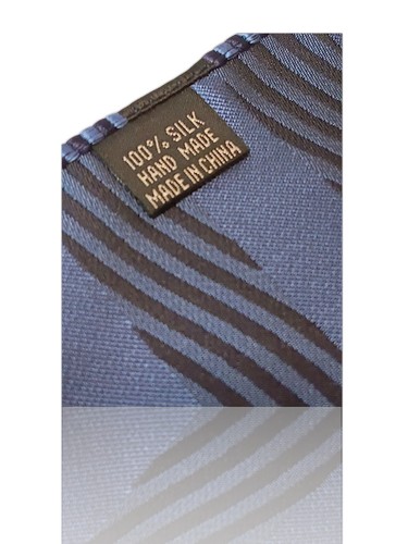 Nwot 100% Silk 9.5" X 9.5" Pocket Square, Blue/Black Striped. - Picture 4 of 5