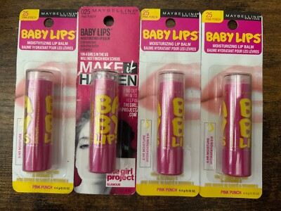 Maybelline New York Baby Lips Moisturizing Lip Balm #25 Pink Punch 4 Pack