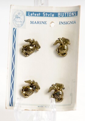 VTG Metal Shank Buttons 3D Marine Insignia Eagle Anchor Card of 4 Latest Style