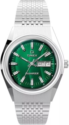 New Timex Q Falcon Eye Reissue Men's Quartz Watch TW2U95400 Green Dial