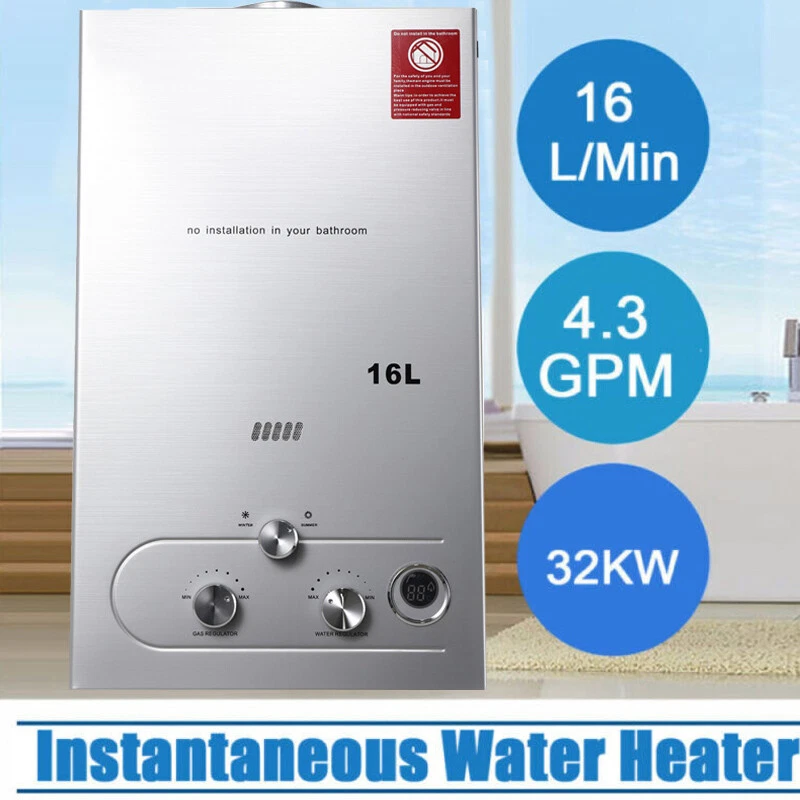 16L Propane Gas LPG Tankless Hot Water Heater On-Demand Boiler Shower Kit  32KW | eBay