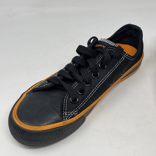 Harley Davidson Rascal Sneakers Boys Girls Size 3 Black Orange Leather Low Shoes - Picture 8 of 13