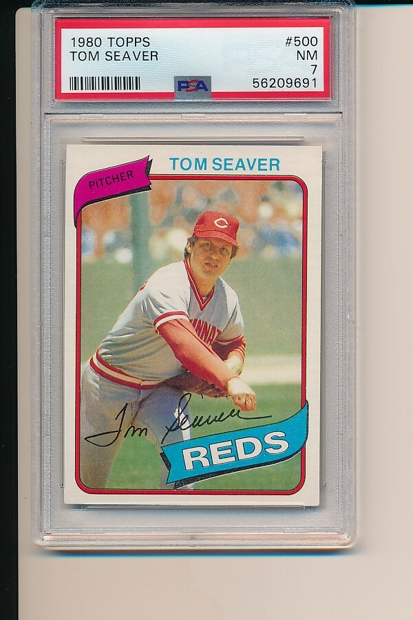 TOM SEAVER CINCINNATI REDS 1980 TOPPS #500 PSA 7 NEWLY GRADED BASEBALL CARD