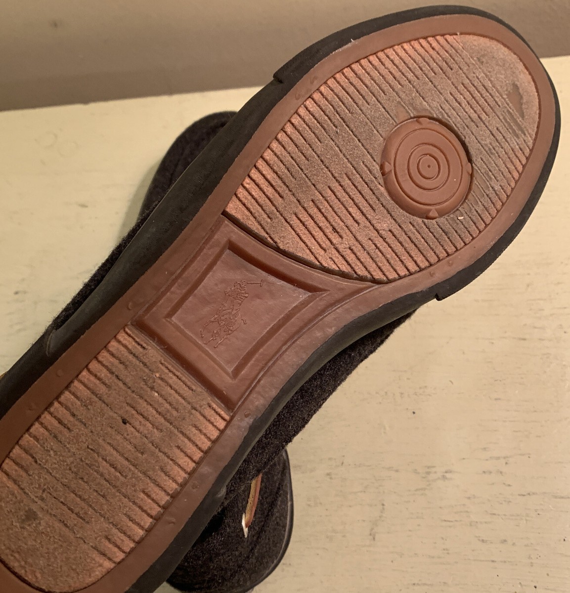 Polo Ralph Lauren Sander Men\'s Size 10.5 Loafer Boat Shoes Slip On Flannel Brown Polo Ralph Lauren Sander Dark Grey Flannel Loafers Boat  main image 4