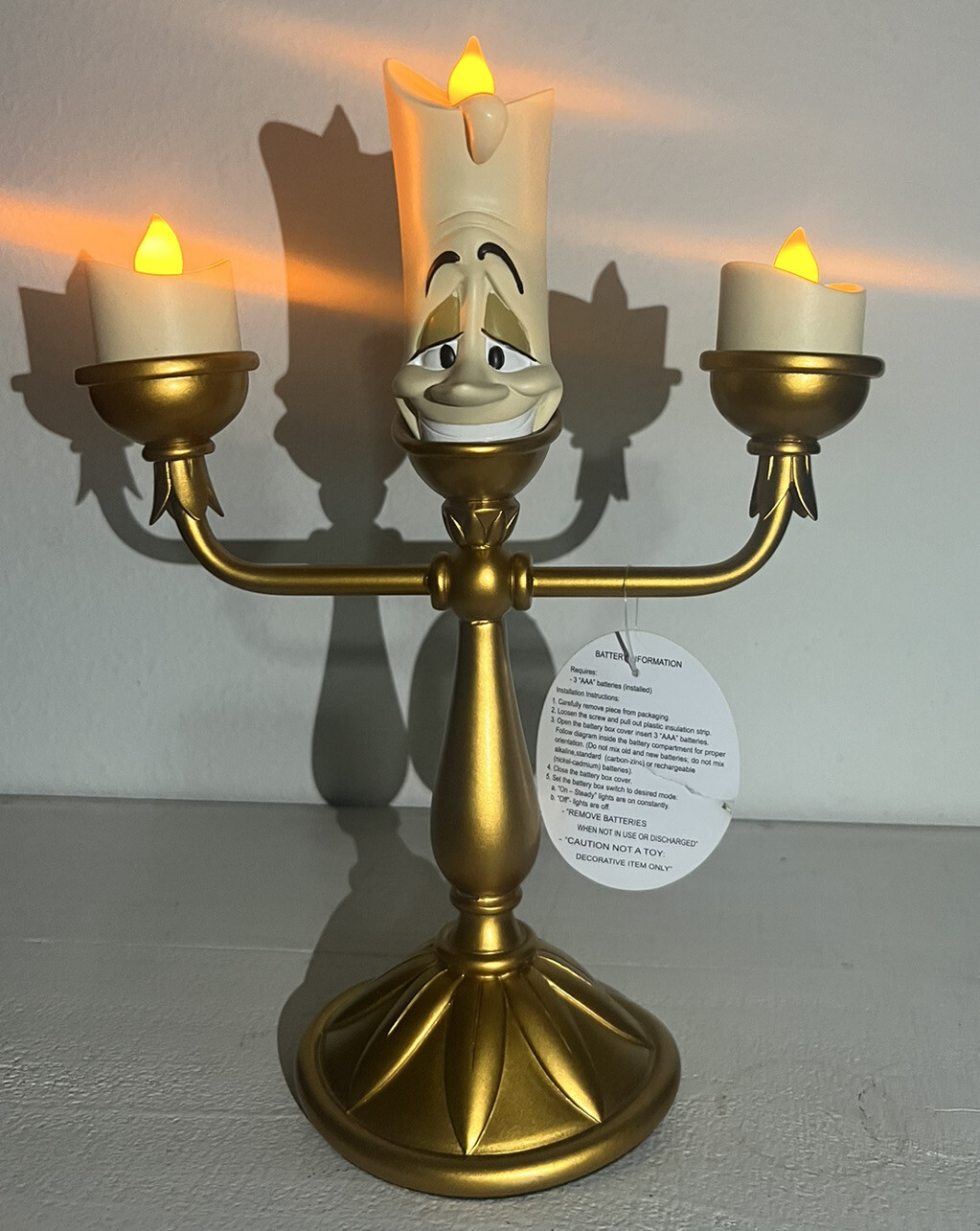 Disney Parks Exclusive Beauty & the Beast Lumiere Light Up Figurine IN