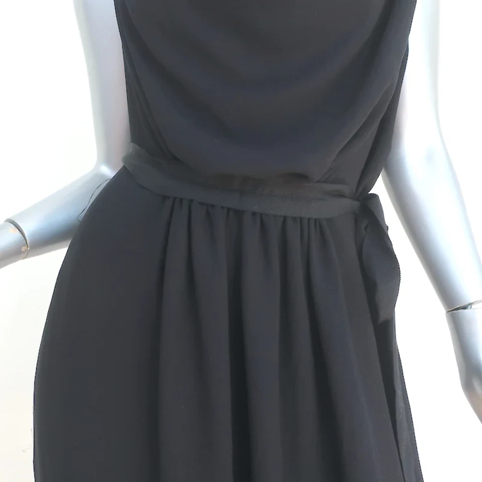 Lanvin Cowl Neck Sleeveless Dress Black Draped Crepe Size 42 - Image 2 of 4