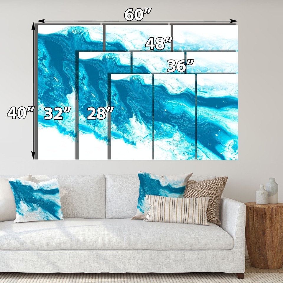 Designart "Liquid Ink Art In Shades Of Light Blue II" Modern Canvas