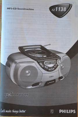 Philips Bedienungsanleitung AZ 1138 CD Player Radio ''MP3-CD Soundmachine''