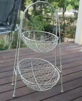 2 Tier Stand Fruit Vegetable Pantry Holder Kitchen Basket 2 Tier Stand Fruit Vegetable