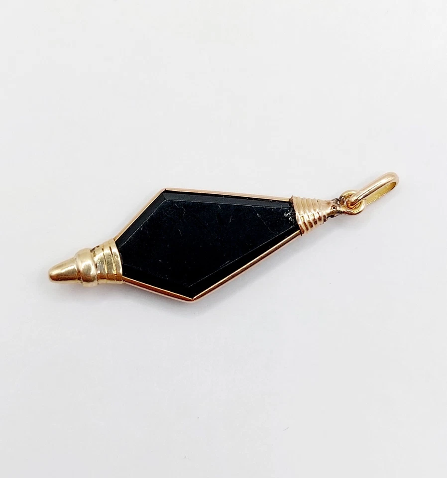 Colgante antiguo o rosa 18k placa de ónix (alrededor de 1910) art deco - Imagen 4 de 4