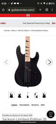 Jackson Limited-Edition JS Series JS1M Concert Bass Satin Black 