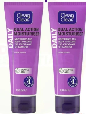 CLEAN & CLEAR Clean and Clear Dual Action Moisturiser Daily-Oil free formula-(100 ml x 2 pack)