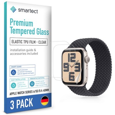 3x TPU Schutzfolie Klar für Apple Watch Series 6 / SE / 5 / 4 40mm Panzerfolie