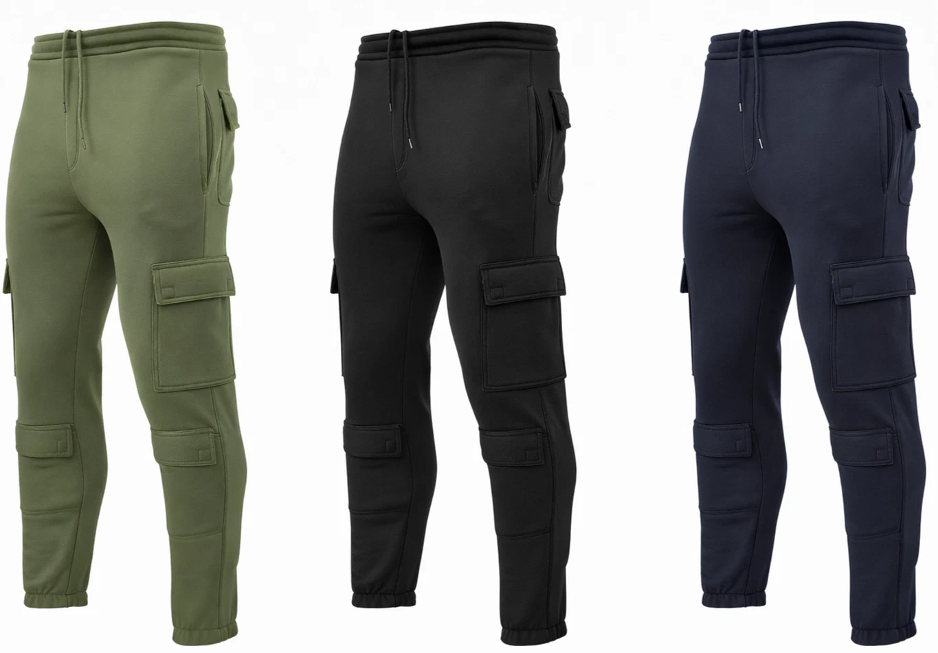 Mens Fleece Trousers Cargo Work Safety Mechanics Joggers Knee Pad Pockets 32-48