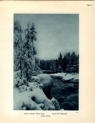 Kupfertiefdruck : Imatra-Fall - Winterbild. Finnland, Suomi. F. G.: