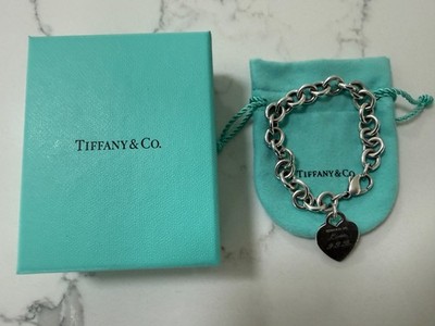Tiffany & Co. 925 Sterling Silber Herz, Armband, Box Tasche. Siehe Details 