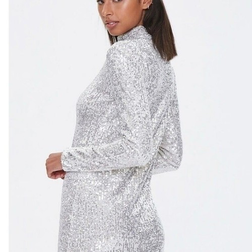 Women Sequin Bodycon Party, cocktail, Mini Dress grey/ silver size S - Picture 9 of 12