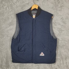 Bulwark Vest Mens L Blue FR Flame Resistant Nomex Quilted Lined Workwear