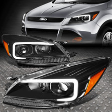 [LED DRL] FOR 13-16 FORD ESCAPE BLACK HOUSING AMBER CORNER PROJECTOR HEADLIGHTS