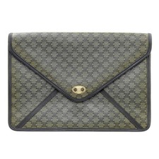 Bolso Clutch CELINE PVC/Cuero Negro Gris Unisex #TYB859
