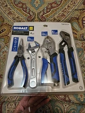 New 4 Pc Kobalt Pliers & Wrench Set Sidesnips Plumbers Wrench Adjustable Wrench