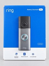 Ring Battery Doorbell Pro 2nd Gen 4K Video Doorbell, Motion, Mic, Silver/Black