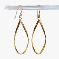 Gold Plated Sterling Earrings Dangle Teardrop Twist Hoop Lightweight Elegant 2