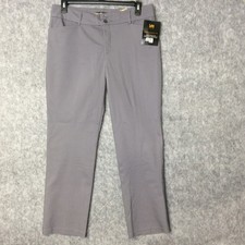 Lee Pants Womens 16 Grey Straight Leg Mid Rise Stretch Secretly Shapes NWT