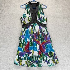 The Limited Multicolor Size M Sleeveless Floral Lined VNeck Cocktail Midi Dress