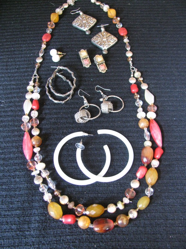 Beautiful Avon Faux Semi-Precious Stones Necklace, Double Strand, Earrings