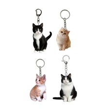 Set of 4 Elegant Cat Keychain Cat Keyring Bag Charm Keychain Set Key Accessory