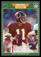 1989 Pro Set Mark Rypien Rookie Washington Redskins #434