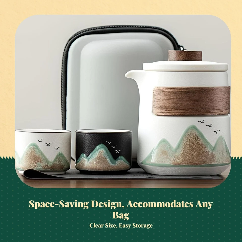 Portable Ceramic Travel Tea Set, Kung Fu Teapot, Infuser Mug - Image 4 of 4