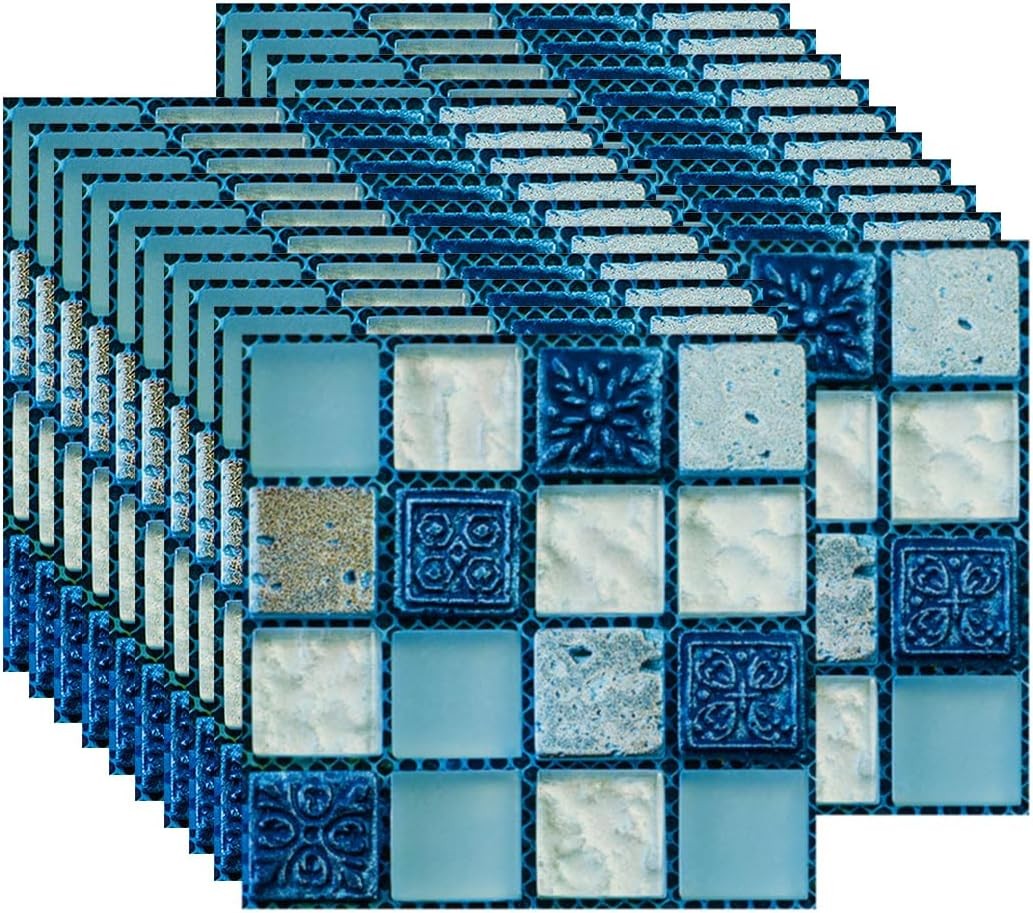 20PCS Mosaic Style Decorative Tile Stickers, Self Adhesive Wallpaper Waterproof