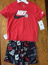 Nike Boys Shorts Set Size 7 NWT black/red Cotton/poly Blend