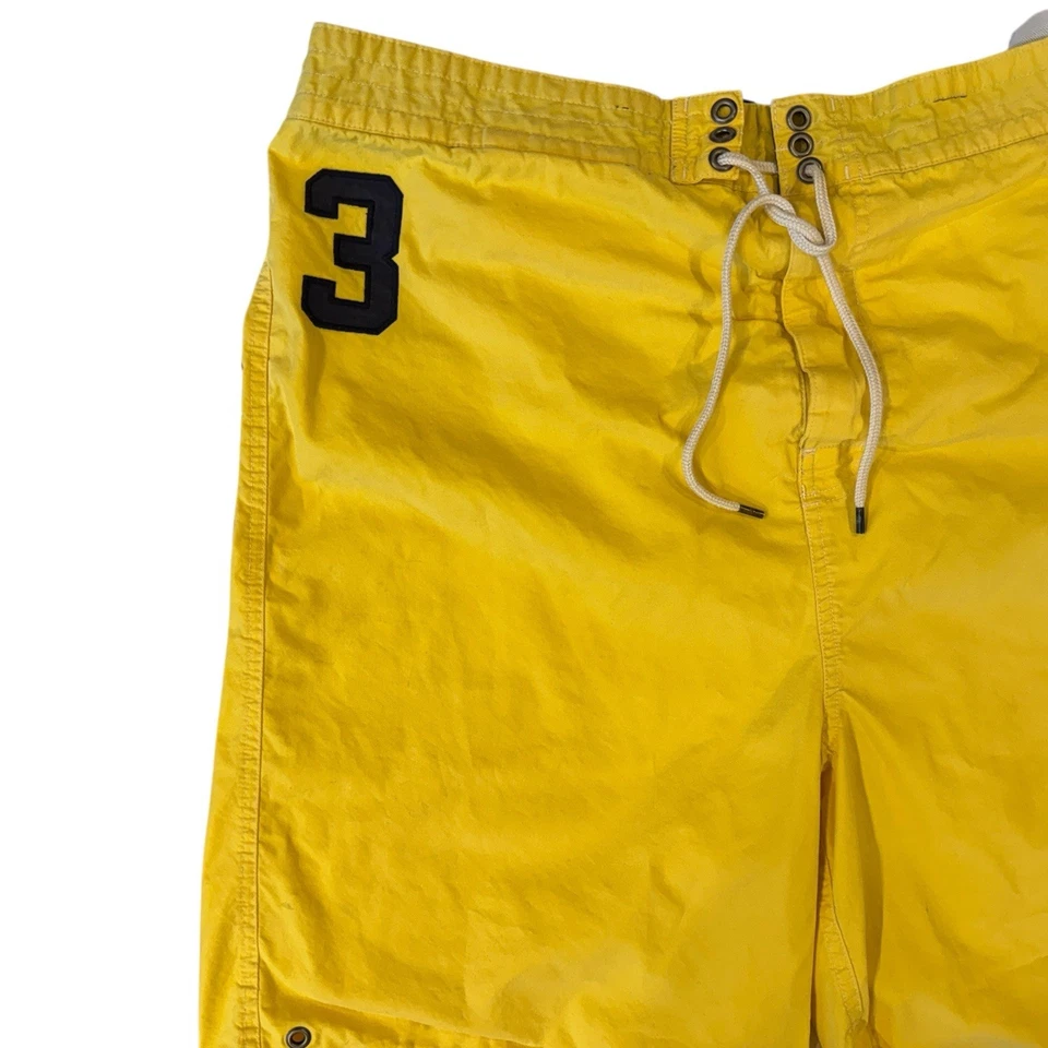 Polo Ralph Lauren Swim Trunks Mens XL Tall Yellow Navy Big Pony 3 Board Short - Image 3 of 4