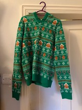 Womens Christmas Hoody Primark Cares Size 12-14 Gingerbread, Candy Cane and Snow