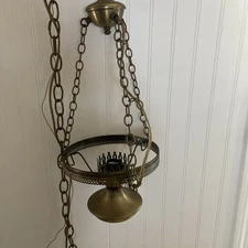Vintage Hurricane Lamp Fixture Brass Light In Great Condition. No Shade.
