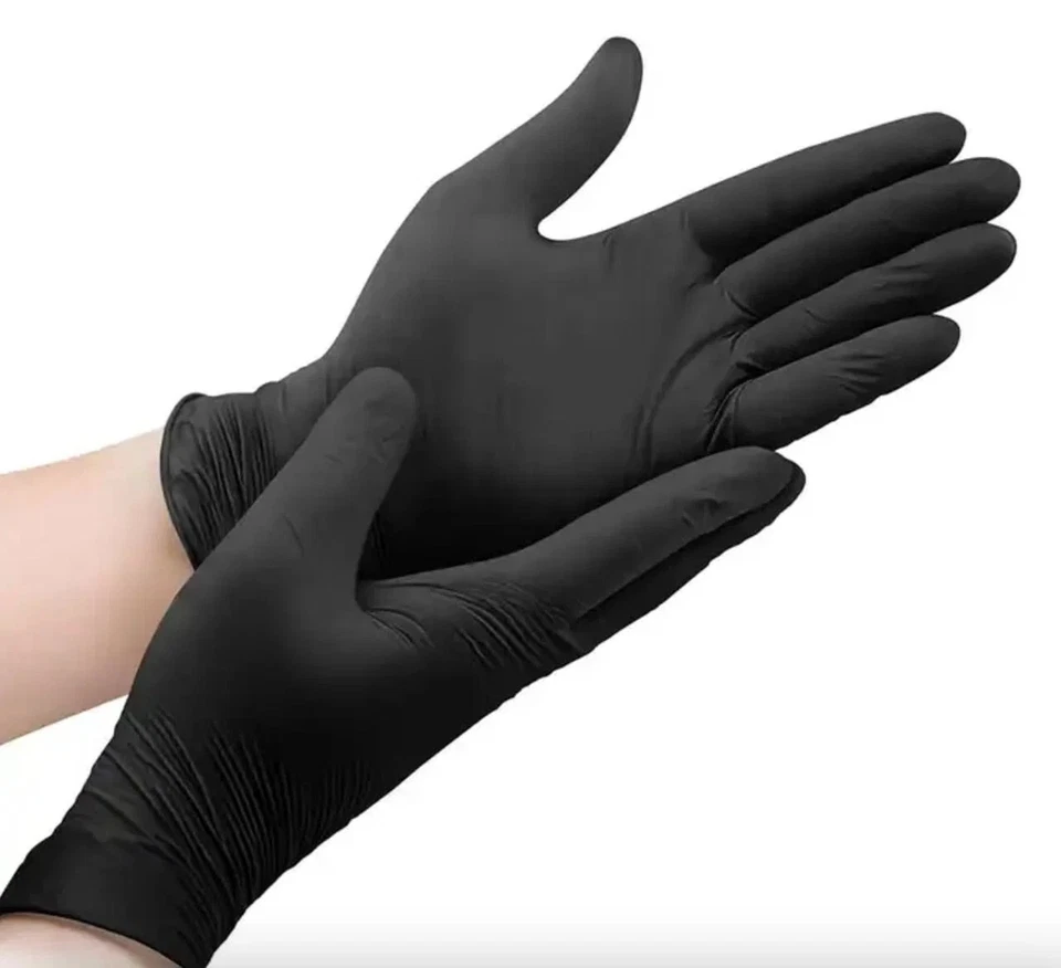 AURELIA 100 BLACK NITRILE GLOVES POWDER & LATEX FREE MEDICAL STRONG GLOVES S/M/L/XL 1000