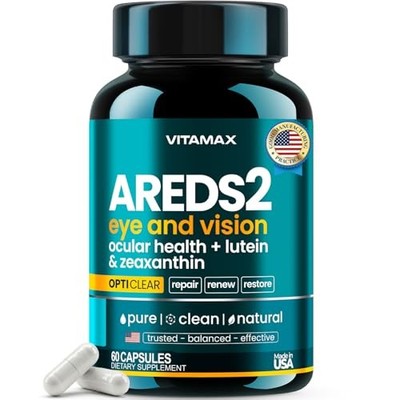 Vitamax AREDS 2 Eye Vitamins - Lutein, Zeaxanthin, Bilberry, Astaxanthin for